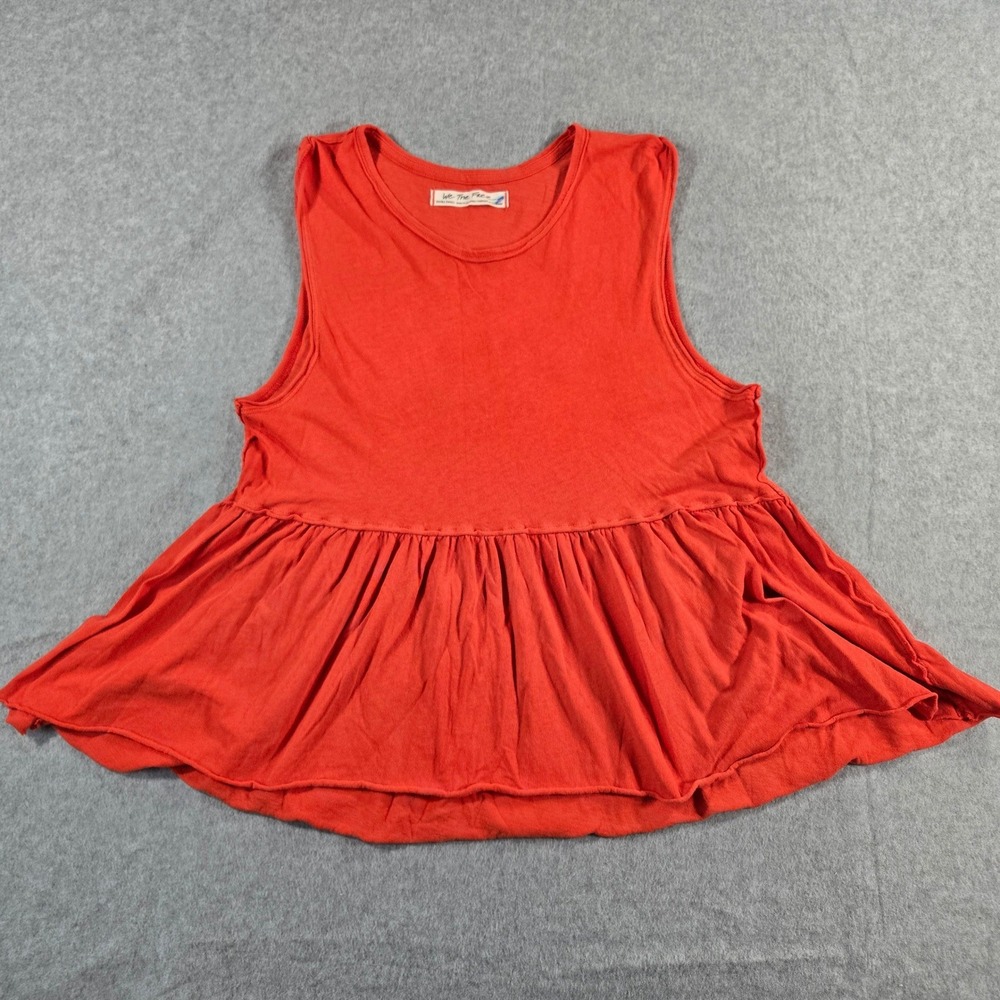 We The Free Free People Womens XS Orange Red Cotton Peplum Sleeveless Tank Top